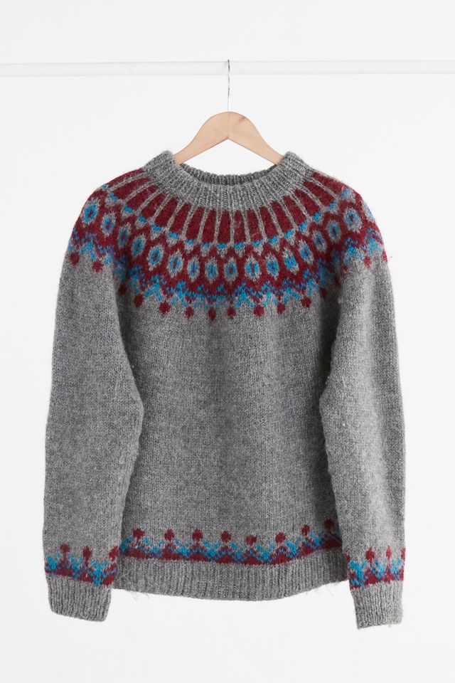 Vintage Charcoal Grey Fair Isle Ski Sweater Urban Outfitters