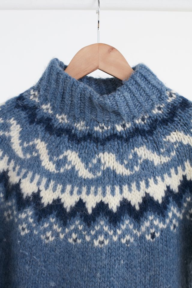 Vintage Washed Blue Fair Isle Ski Sweater | Urban Outfitters Canada