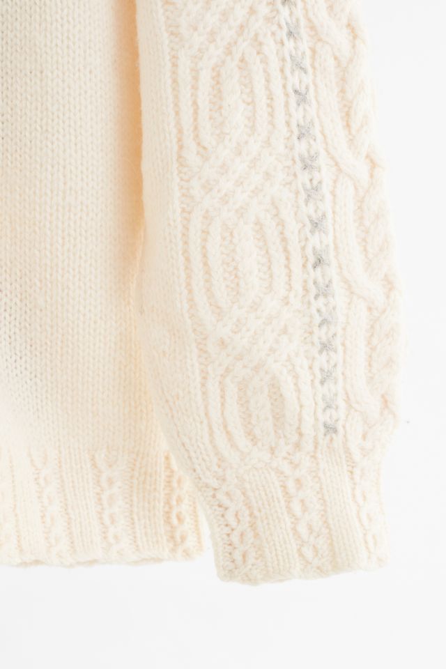 Chandail de ski vintage crème à motif de flocons de neige #2