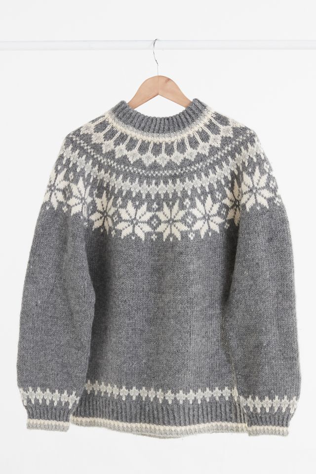 Vintage Grey + White Fair Isle Ski Sweater #2