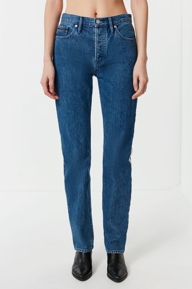 Calvin Klein High Rise Straight Leg Jean Indigo Stripe Urban