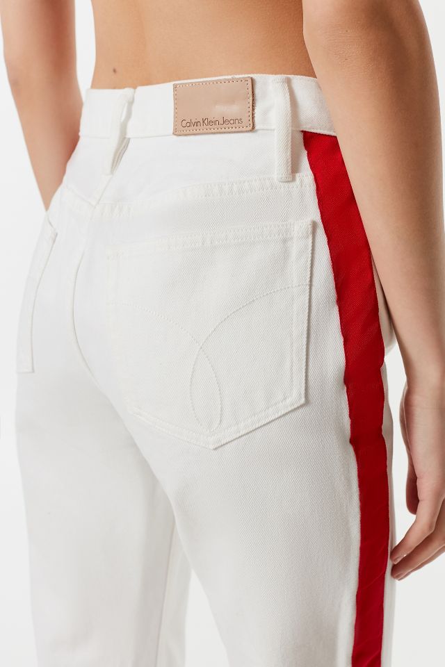 Calvin Klein High-Rise Straight-Leg Jean – White Stripe