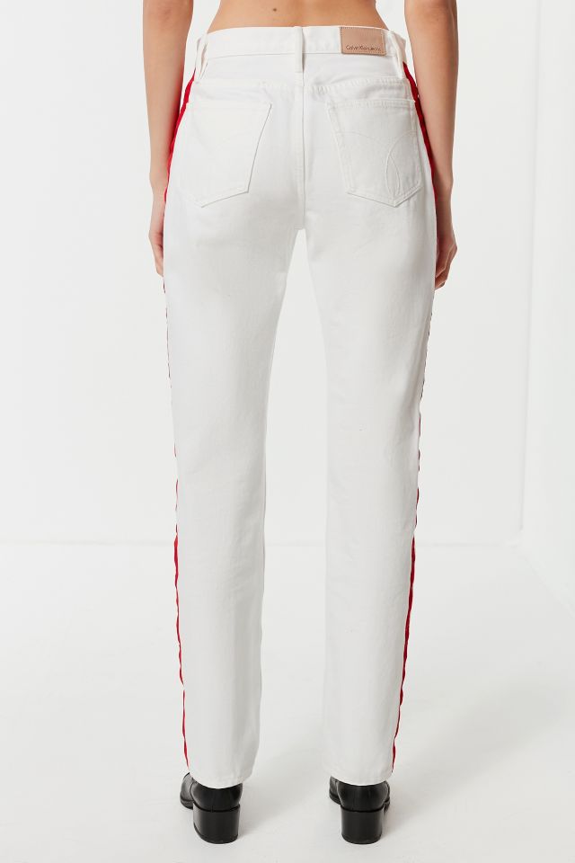 Calvin Klein High-Rise Straight-Leg Jean – White Stripe #3