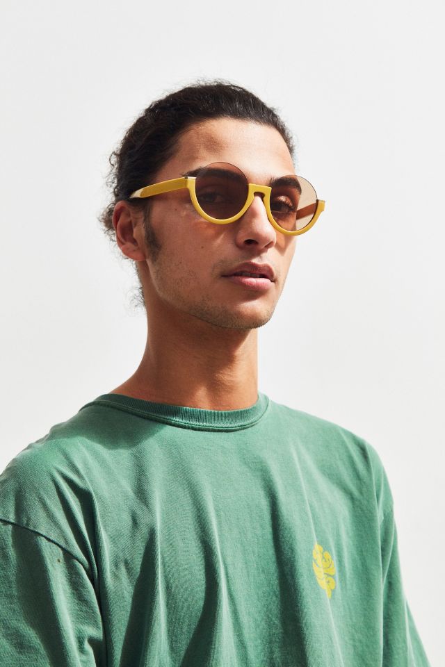 Plastic Low Half-Frame Round Sunglasses #1