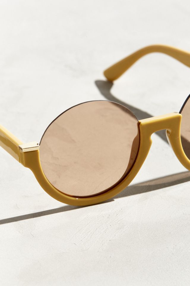Plastic Low Half-Frame Round Sunglasses #2