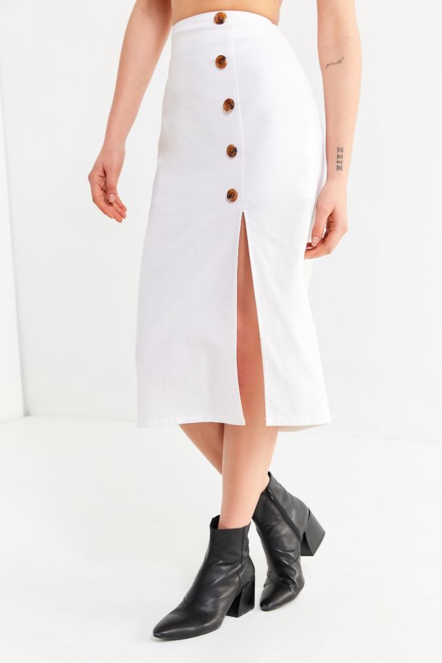 BOG Collective Button-Down Linen Midi Skirt #1