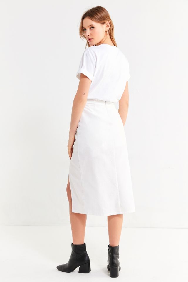 BOG Collective Button-Down Linen Midi Skirt #2