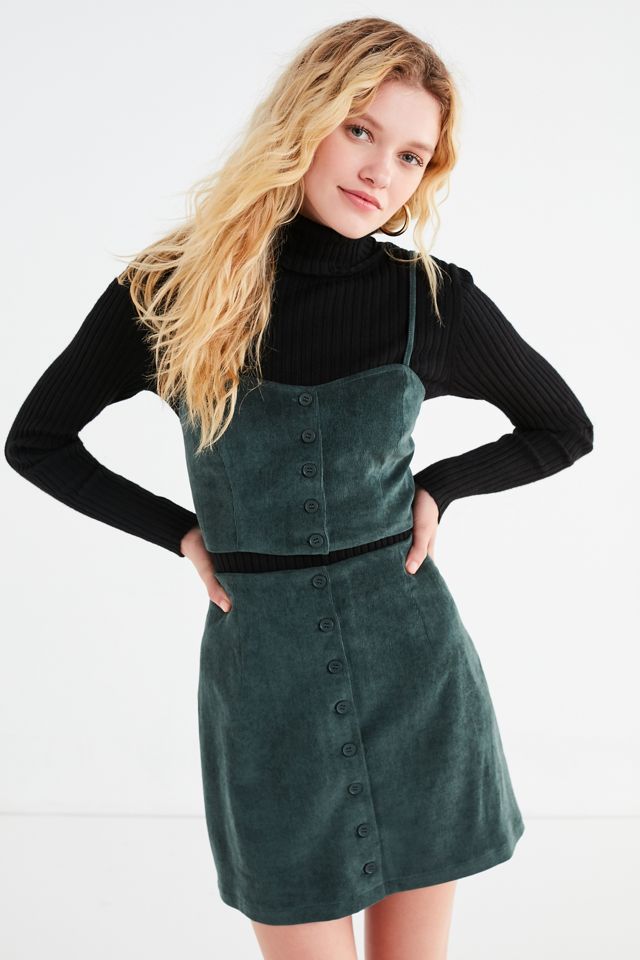 urban outfitters green corduroy dress UO Button-Down Skirt 123sale115