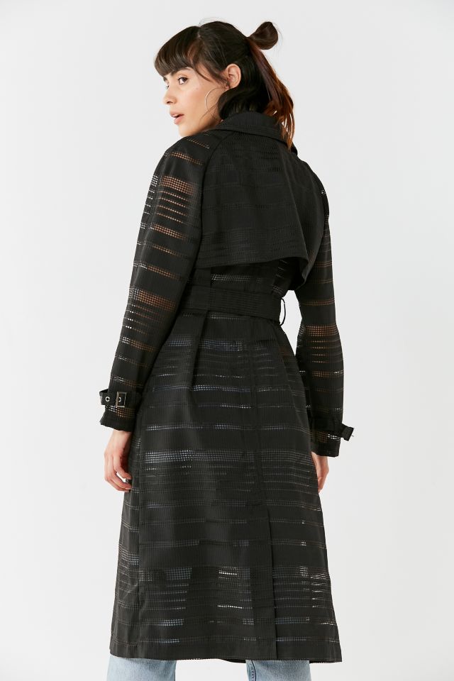 UO Striped Mesh Trench Coat #1
