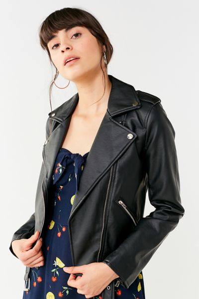 leather belted moto jacket