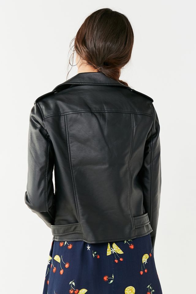 UO Faux Leather Belted Moto Jacket #2
