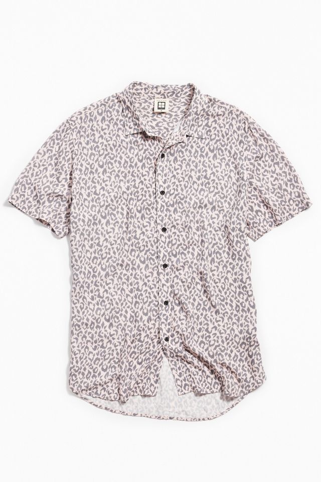 Insight Pink Leopard Short Sleeve Button-Down Shirt #1