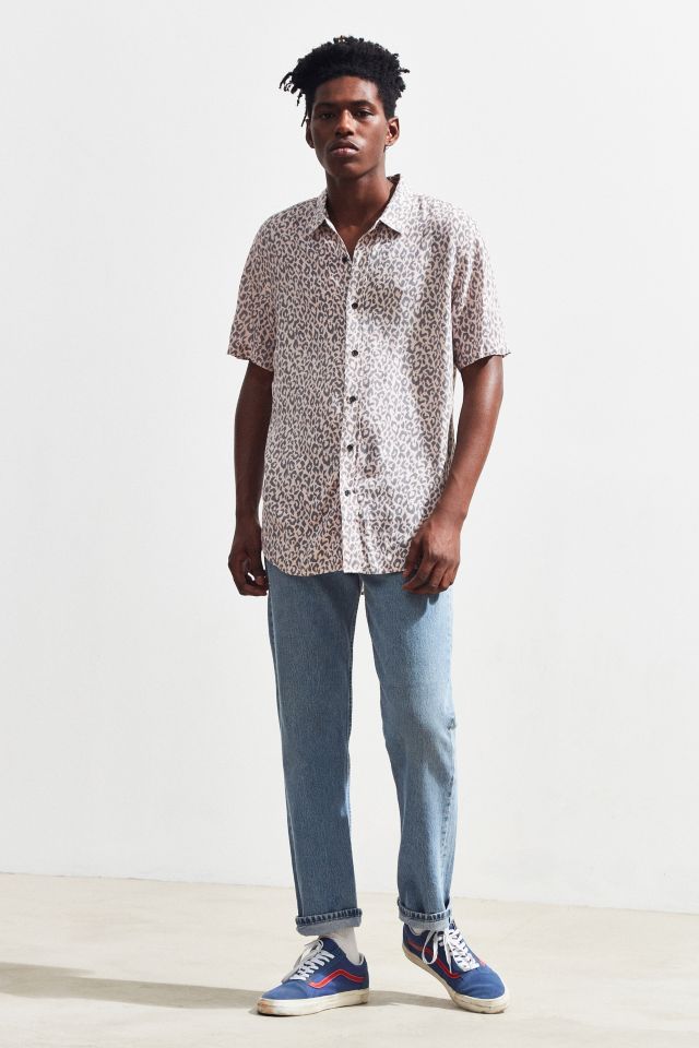 Insight Pink Leopard Short Sleeve Button-Down Shirt #5