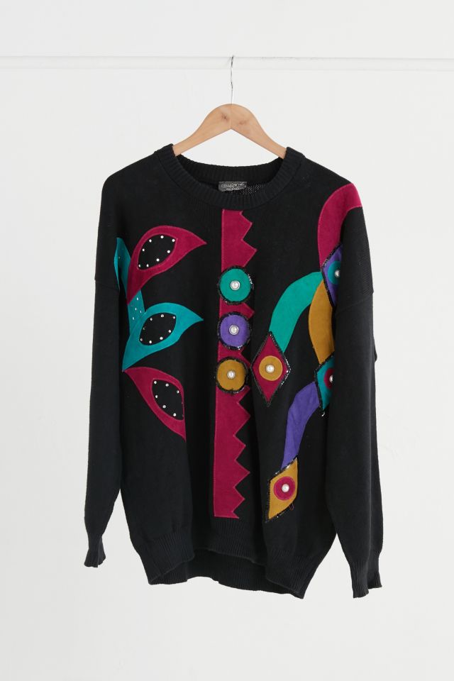 Vintage Pearl + Suede Embellished Sweater | Urban Outfitters