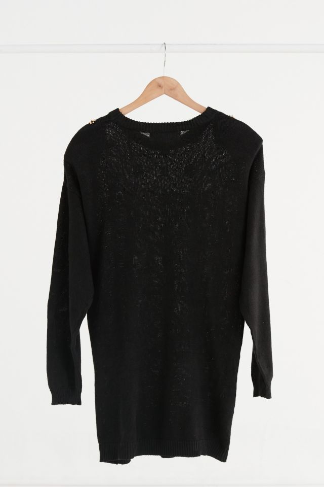 Chandail noir vintage à perles dorées #3