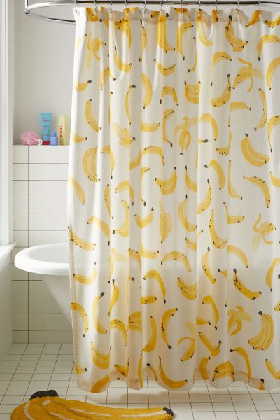 Urban Outfitters Allover Fruits Patterned Shower Curtain In Bananas At  In Multi