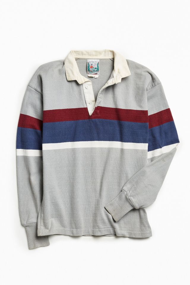 Vintage Thatcher And Cross Grey Stripe Rugby Shirt | Urban Outfitters
