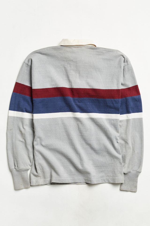 Vintage Thatcher And Cross Grey Stripe Rugby Shirt #1