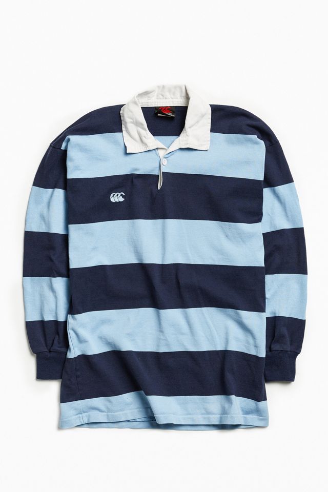 Vintage Canterbury Of New Zealand Blue Stripe Rugby Shirt | Urban