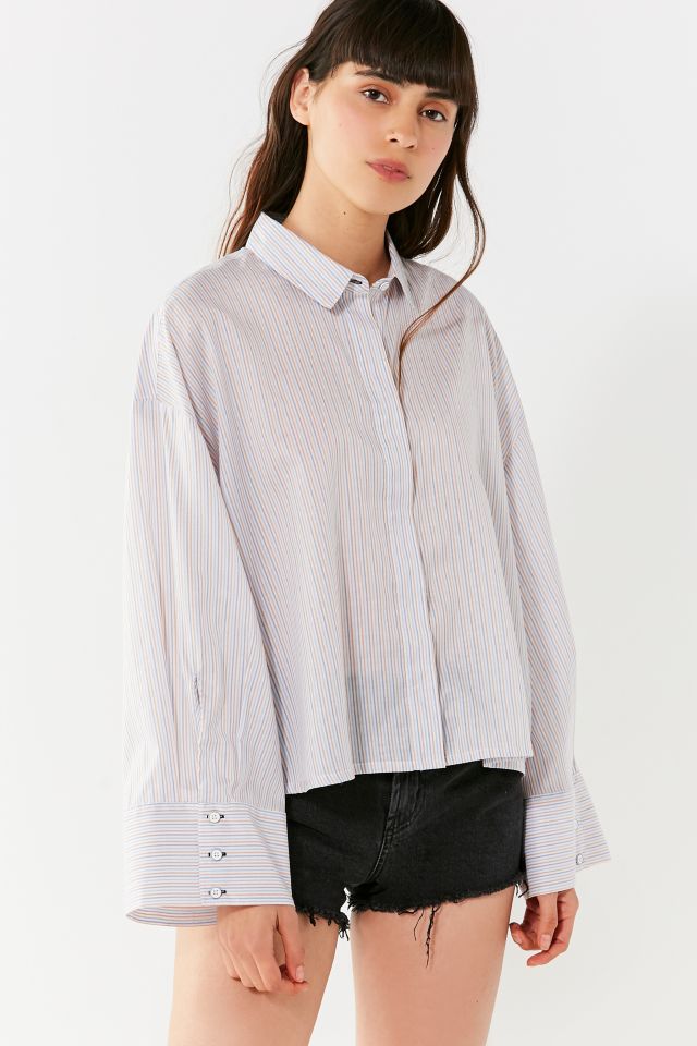 UO Sardinia Bell-Sleeve Button-Down Blouse | Urban Outfitters