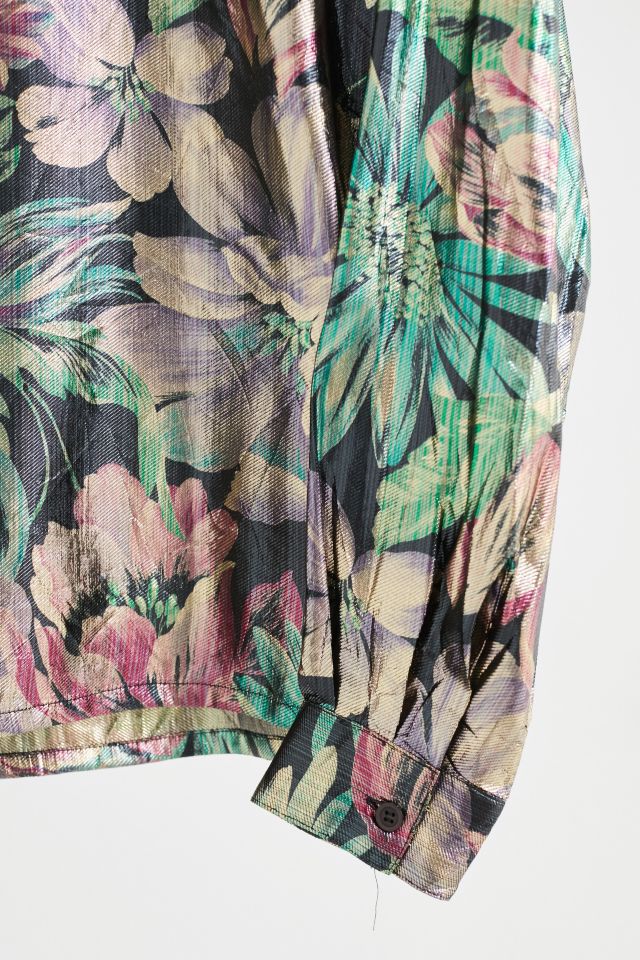 Blouse vintage à fleurs en lurex #1