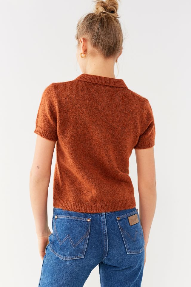 Uo shrunken 2025 fuzzy polo sweater