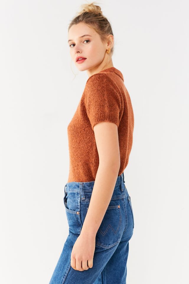 Uo shrunken 2025 fuzzy polo sweater