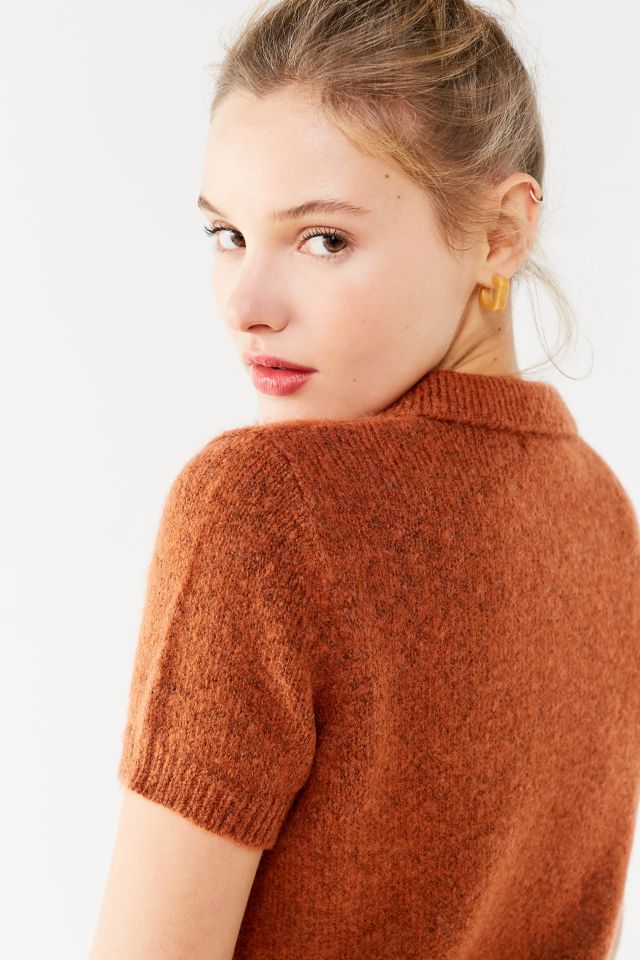 Uo shrunken on sale fuzzy polo sweater