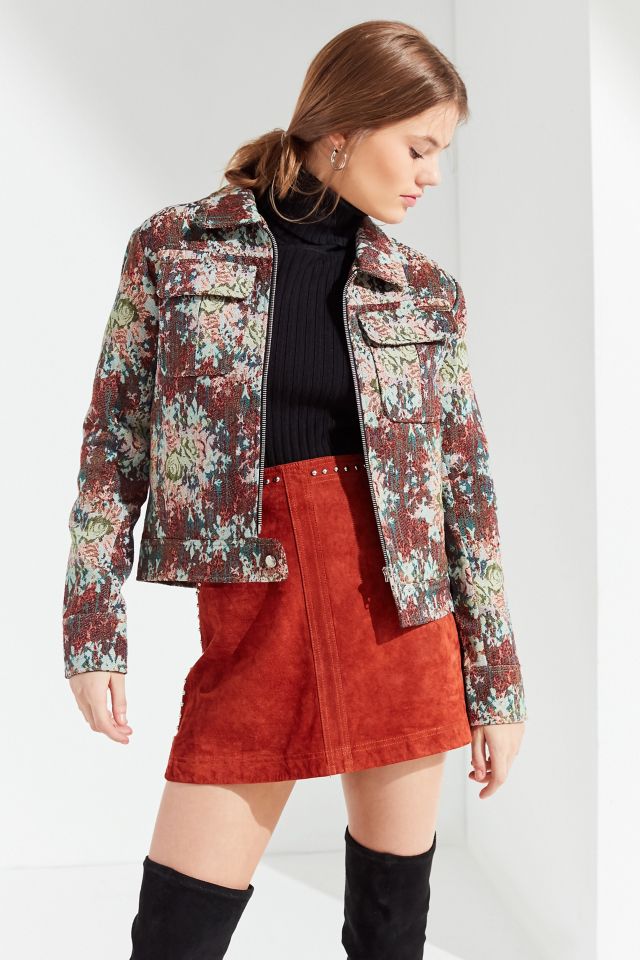 UO Floral Jacquard Trucker Jacket