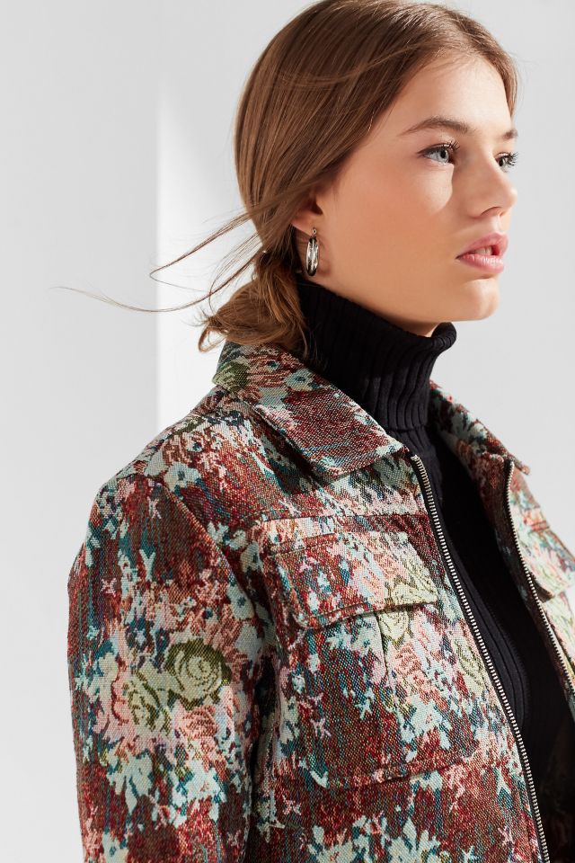 UO Floral Jacquard Trucker Jacket