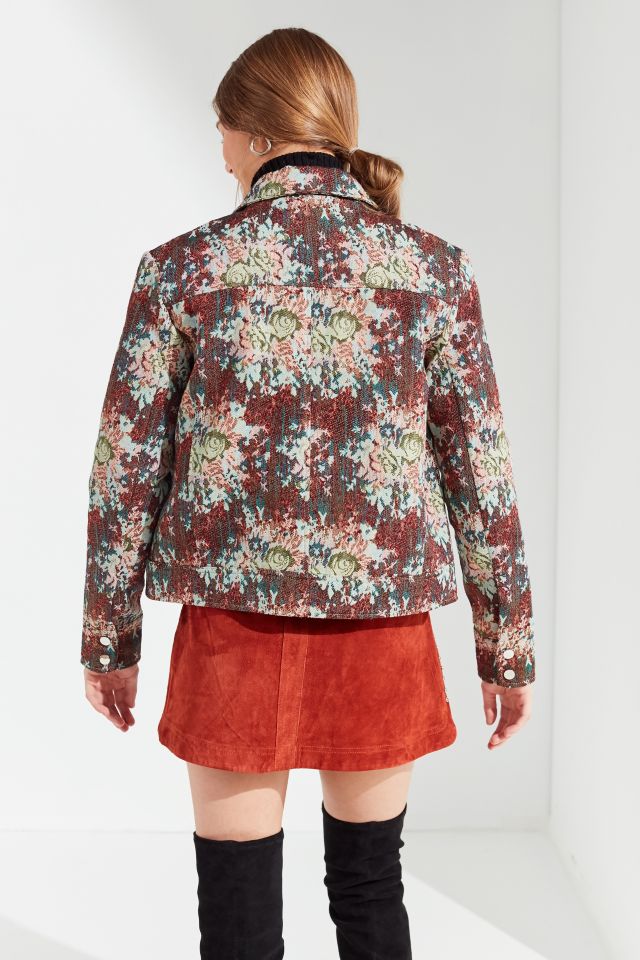 UO Floral Jacquard Trucker Jacket