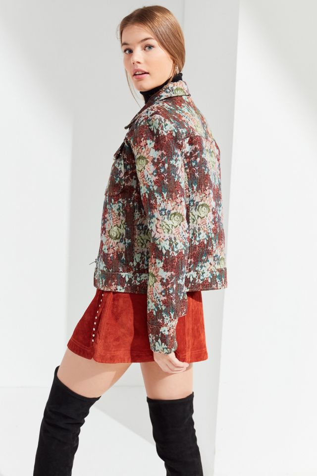 UO Floral Jacquard Trucker Jacket