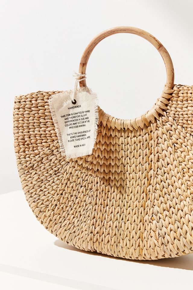 Half Moon Straw Tote - Elle - Morning Lavender Online Boutique