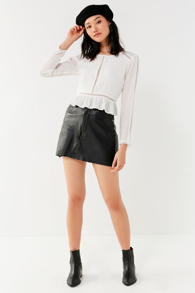 UO Lace-Inset Peplum Top #1