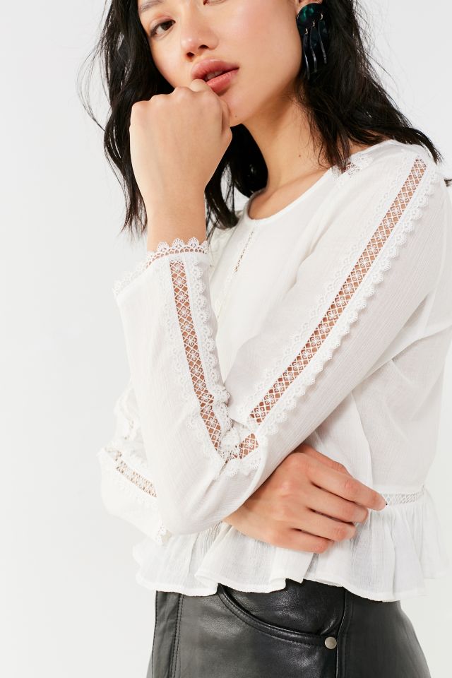 UO Lace-Inset Peplum Top #3