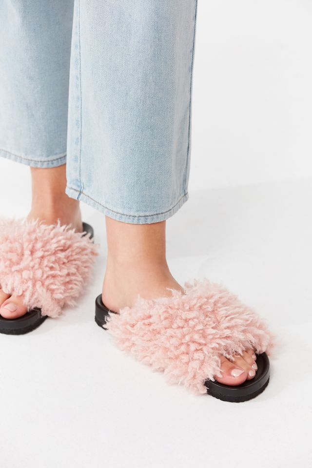 UO Faux Shearling Pool Slide Urban Outfitters