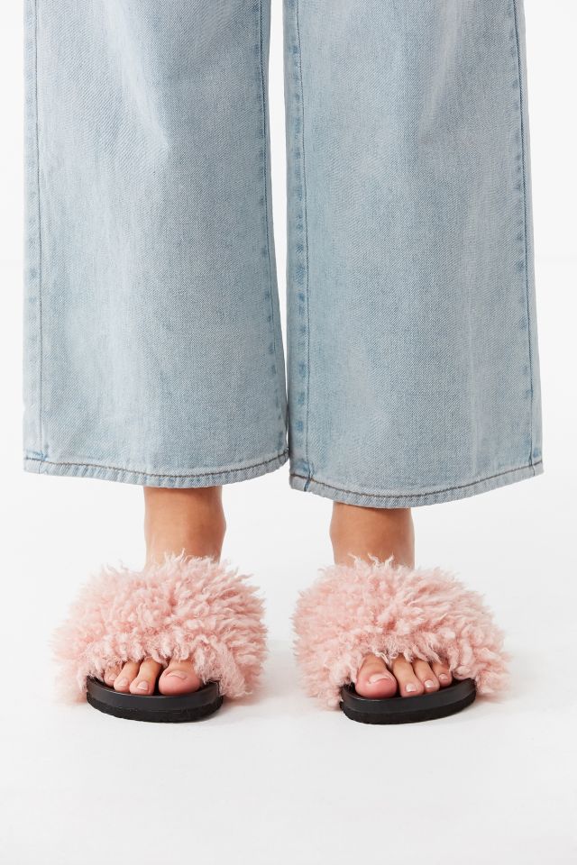 UO Faux Shearling Pool Slide #3