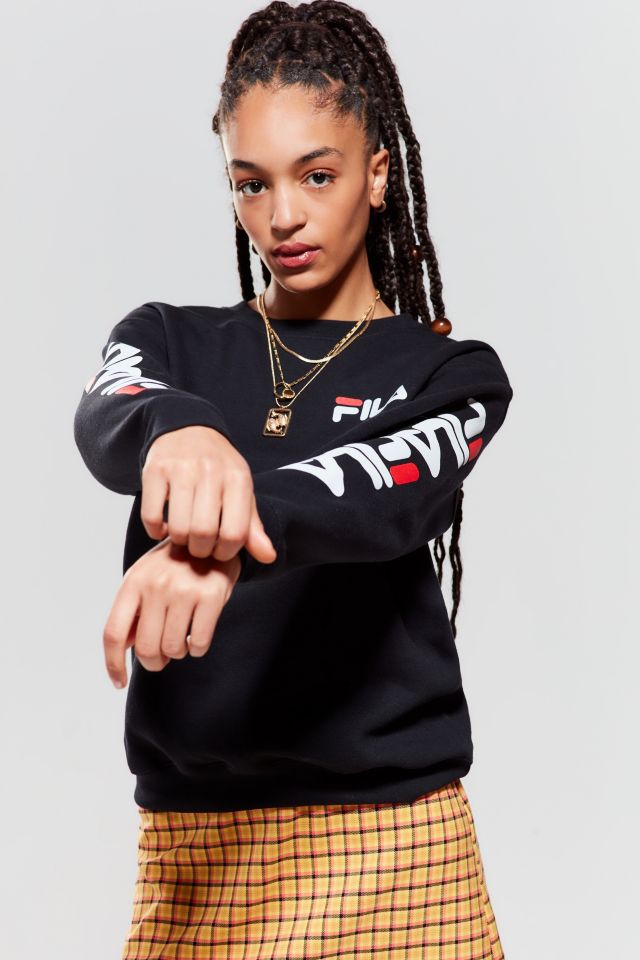 FILA + UO Double Logo Crew-Neck Sweatshirt | Urban Outfitters