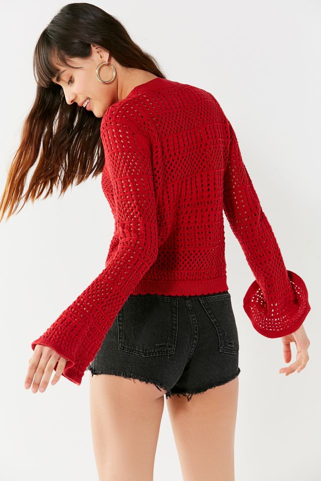UO Ellie Pointelle Bell-Sleeve Sweater #2