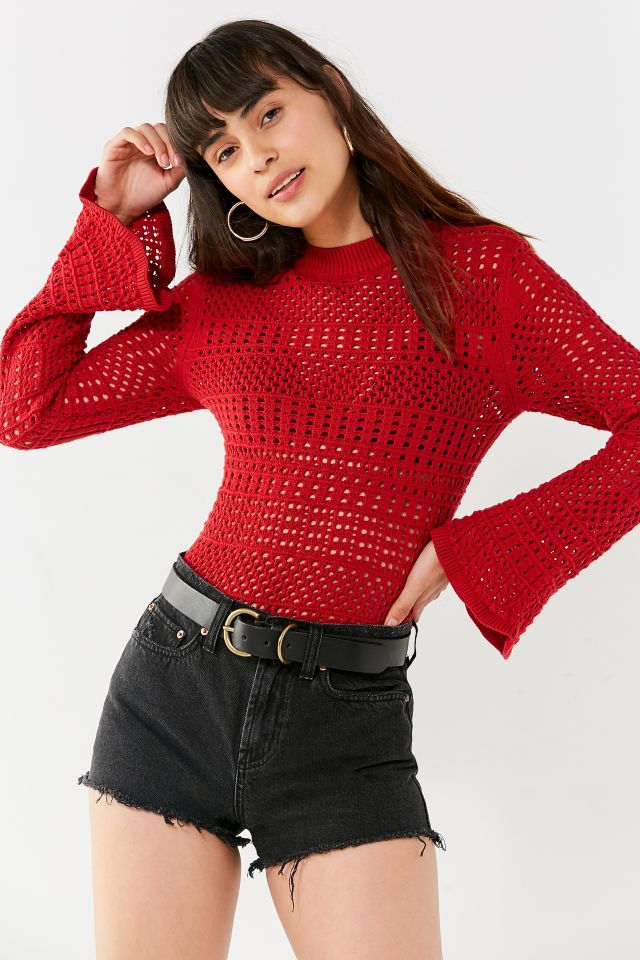 UO Ellie Pointelle Bell-Sleeve Sweater #3