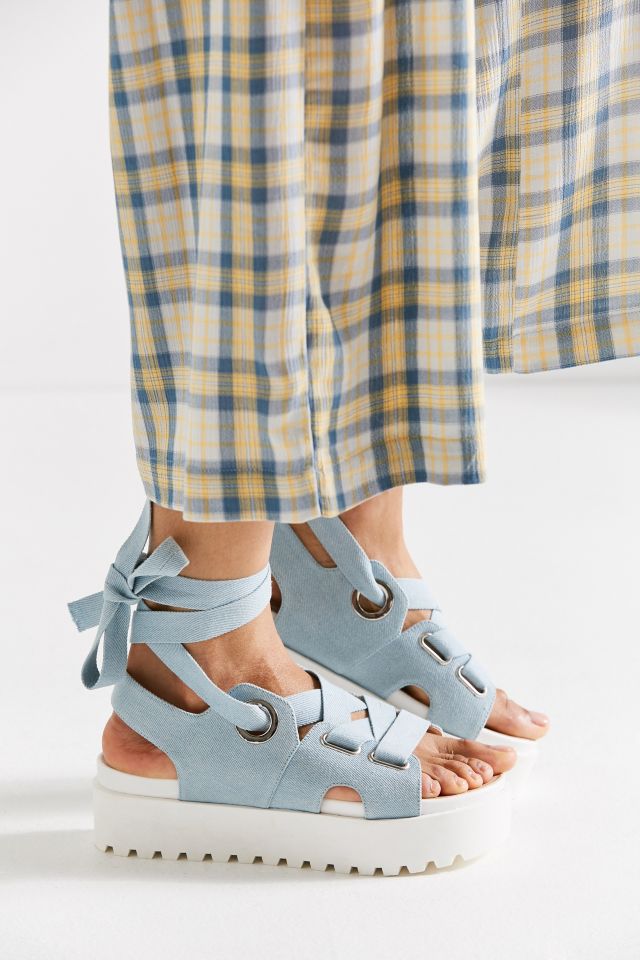 Denim Ribbon Lace-Up Platform Sandal #3