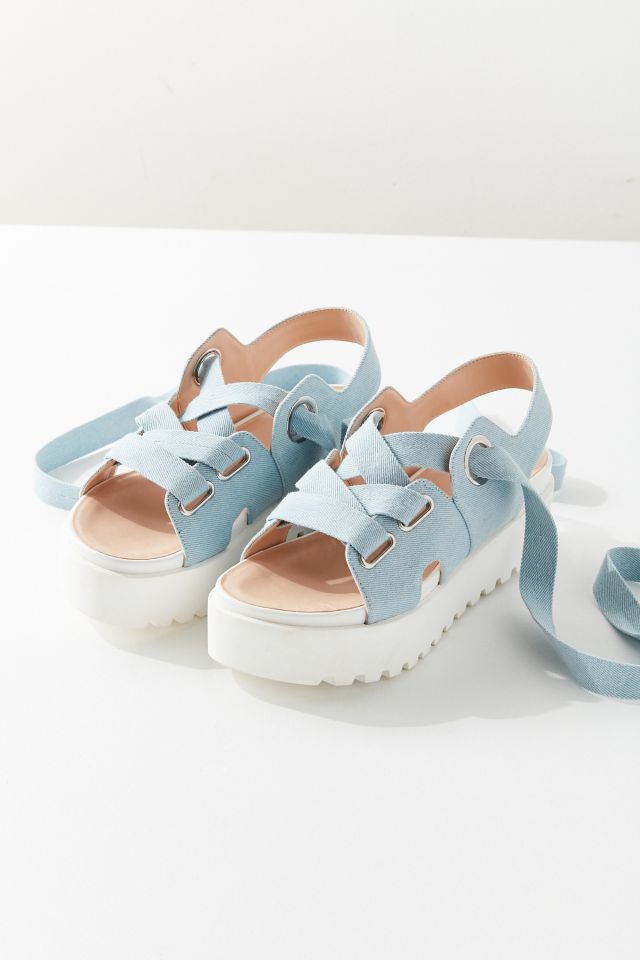Denim Ribbon Lace-Up Platform Sandal #4