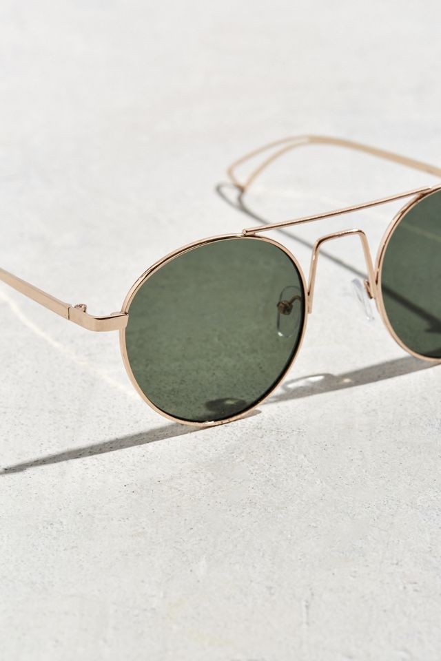 Squared Bridge Metal Round Sunglasses #2