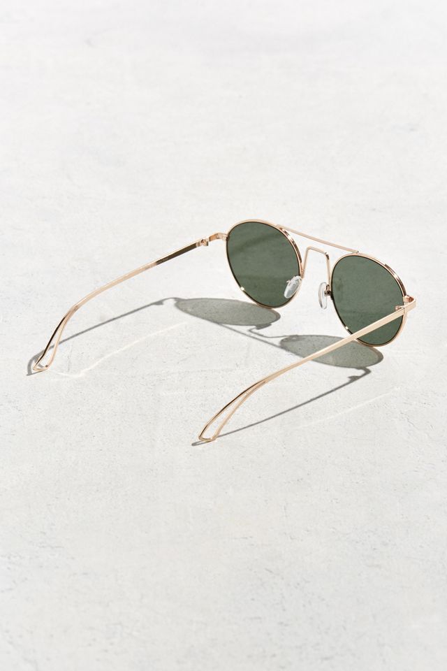 Squared Bridge Metal Round Sunglasses #3