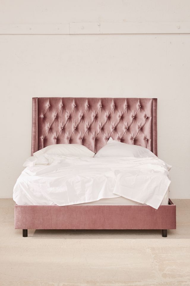 Charlotte Velvet Tufted Wingback Bed #1