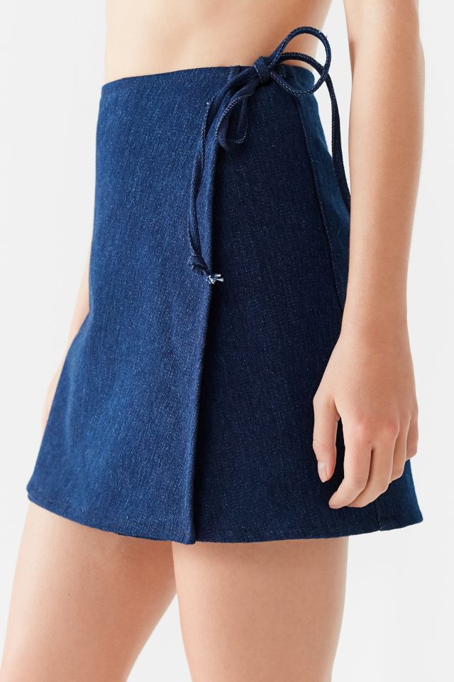 Urban outfitters hotsell denim wrap skirt