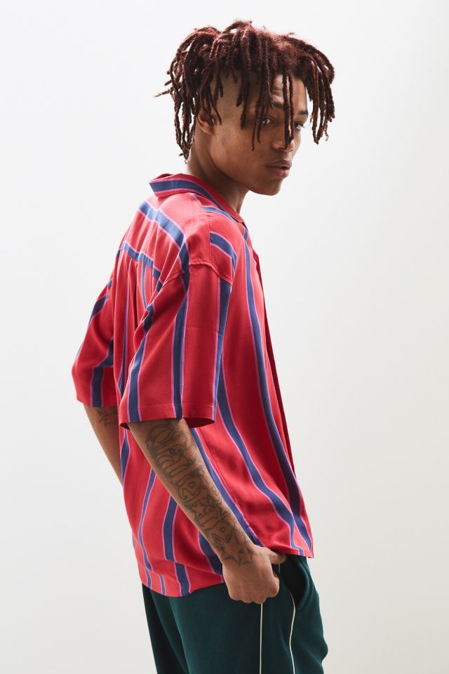 Loom Oversized Retro Stripe Rayon Camp Collar Shirt #2