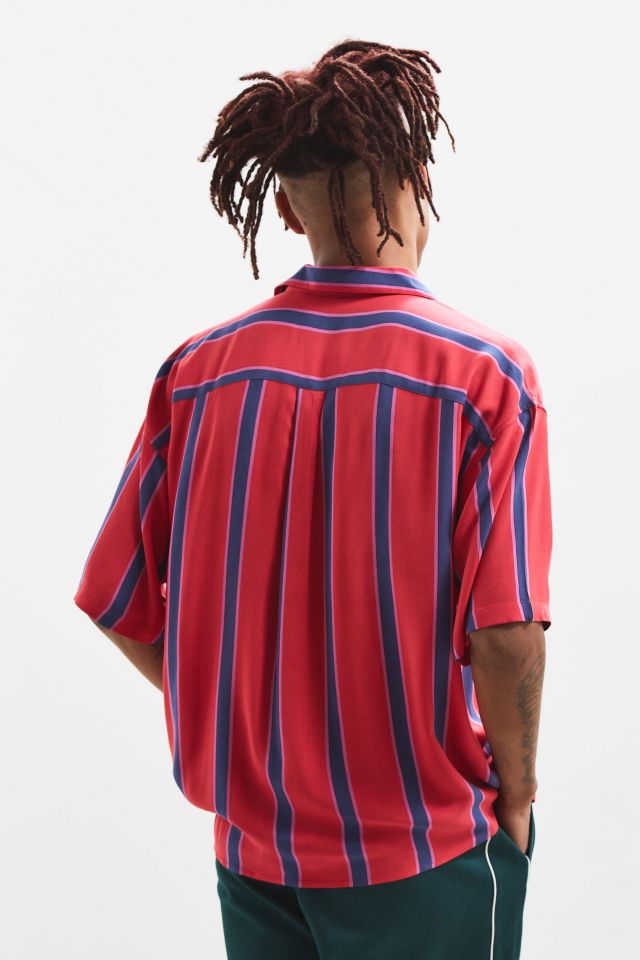 Loom Oversized Retro Stripe Rayon Camp Collar Shirt #3