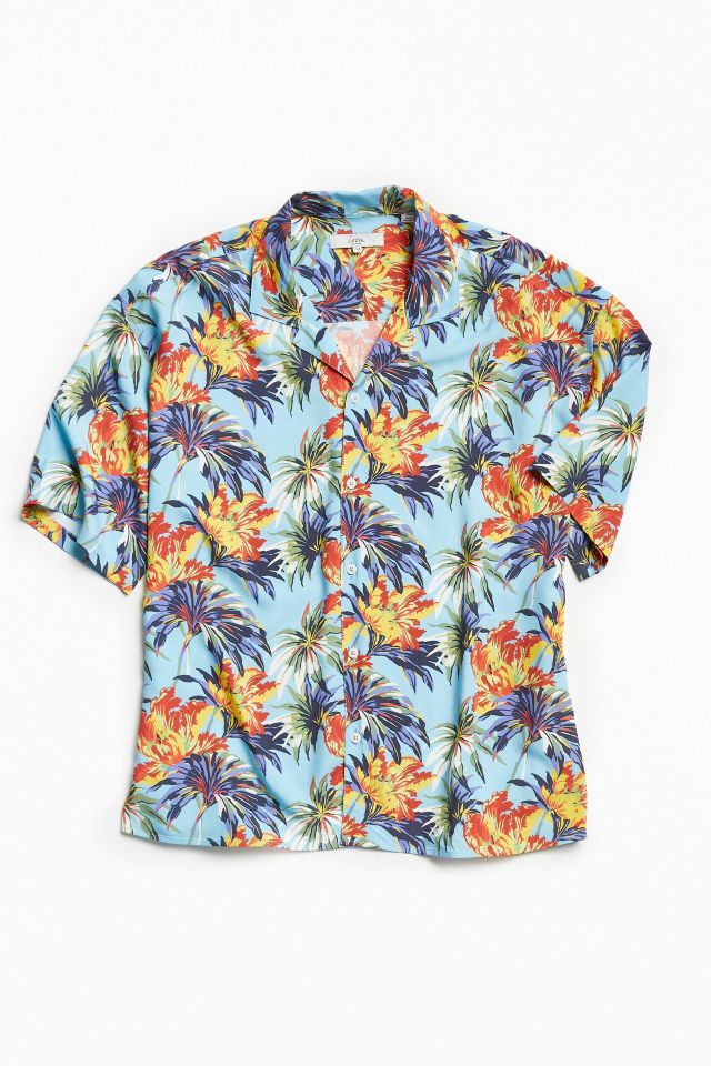 Loom Oversized Tropical Floral Rayon Camp Collar Shirt #1