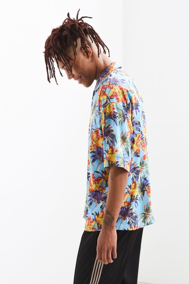 Loom Oversized Tropical Floral Rayon Camp Collar Shirt #3